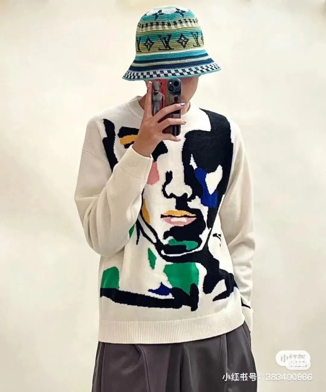Louis Vuitton portrait jacquard wool knit sweater